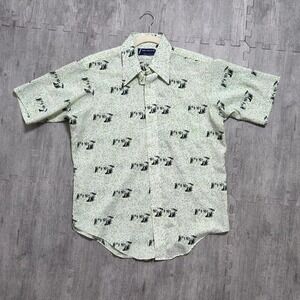 Vintage Van Heusen Novelty Print Short Sleeve Button Up Shirt Men's L
